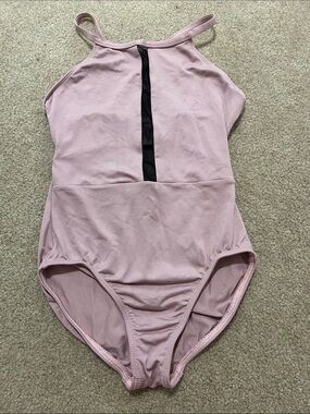 Girls' Pink One-piece leotard with Center Mesh Panel